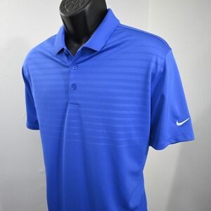 Nike Golf Polo Men Size Large Blue Dri Fit Performance Short Sleeve Standard Fit